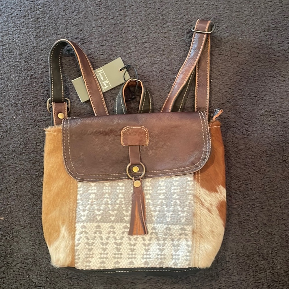 Myra backpack purse with cowhide